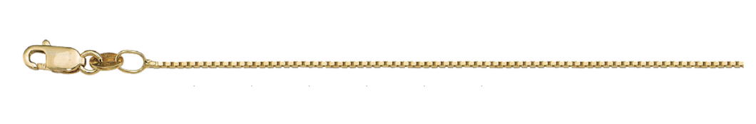 Gold Box Chain in Yellow or White 0.8mm