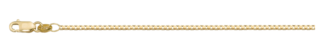 Gold Box Chain in Yellow or White 1.3mm