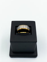 Load image into Gallery viewer, Brush &amp; Beveled Two-Tone Tungsten Ring
