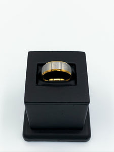 Brush & Beveled Two-Tone Tungsten Ring