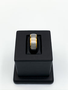 Brush & Beveled Two-Tone Tungsten Ring