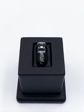 Load image into Gallery viewer, Beveled Woven Carbon Fiber &amp; Black Ceramic Ring with CZ
