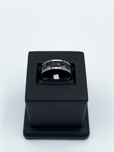 Hammered Finish Black Oxidized Tungsten & Tungsten Ring