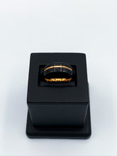 Load image into Gallery viewer, Beveled Brush Black Ceramic &amp; Plated Rose Gold Ring
