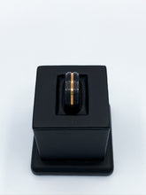 Load image into Gallery viewer, Beveled Brush Black Ceramic &amp; Plated Rose Gold Ring
