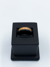 Load image into Gallery viewer, Carved Beveled Black Ceramic &amp; Plated Rose Gold Ring
