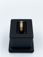 Load image into Gallery viewer, Carved Beveled Black Ceramic &amp; Plated Rose Gold Ring
