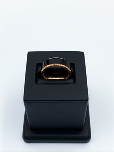 Beveled Black Ceramic & Plated Rose Gold Band